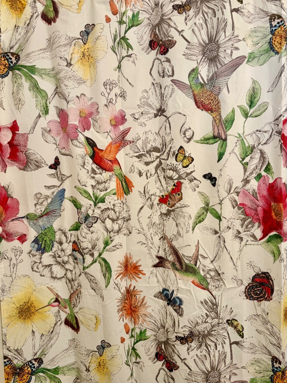 Pottery Barn Organic Hummingbird Shower Curtain - Cloth